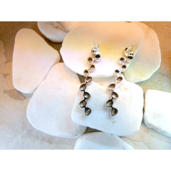 Genuine Old Mine Cut Diamond Sterling Silver Tennis Earrings 1.35 CT 7.9gr - Picture 7 of 7